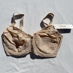 Triumph Amourette 300 Bra Unlined Underwire 34H Beige Lace